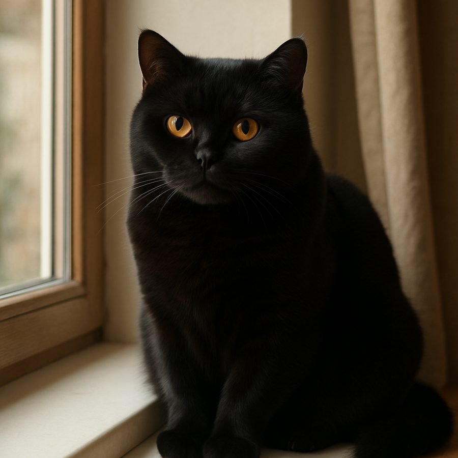 Rosie, our black British Shorthair queen